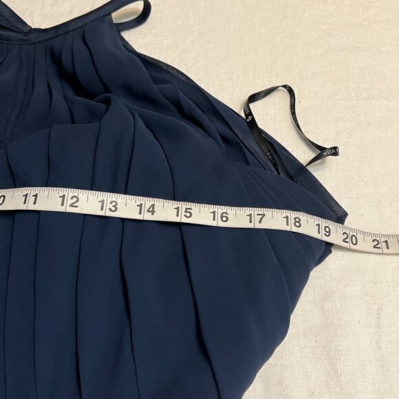 Sorella Vita Navy Chiffon Bridesmaid Dress Size 10 Pleated Halter Open Back Form - Picture 8 of 11